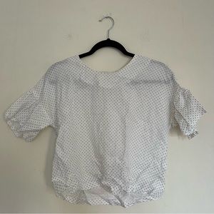 White Mini Polka Dot Short Sleeve Shirt